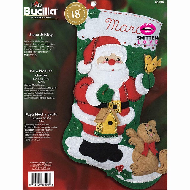 85174 Bucilla Felt Christmas Stocking KIT: Teddy with Ornaments